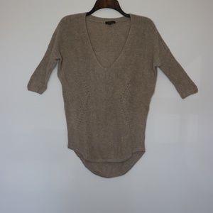 Express Tan V-Neck Short Sleeve Sweater Size XS